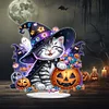 DIY Halloween Pumpkin Cat Diamond Painting Acrylic Desktop Ornaments