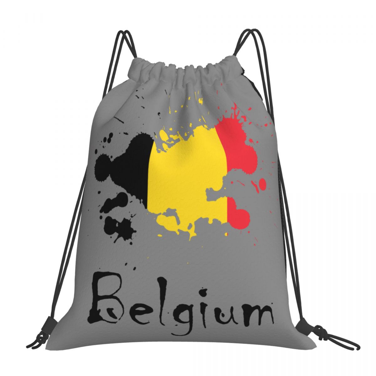 Belgium Ink Spatter Foldable Sports Gym Drawstring Bag