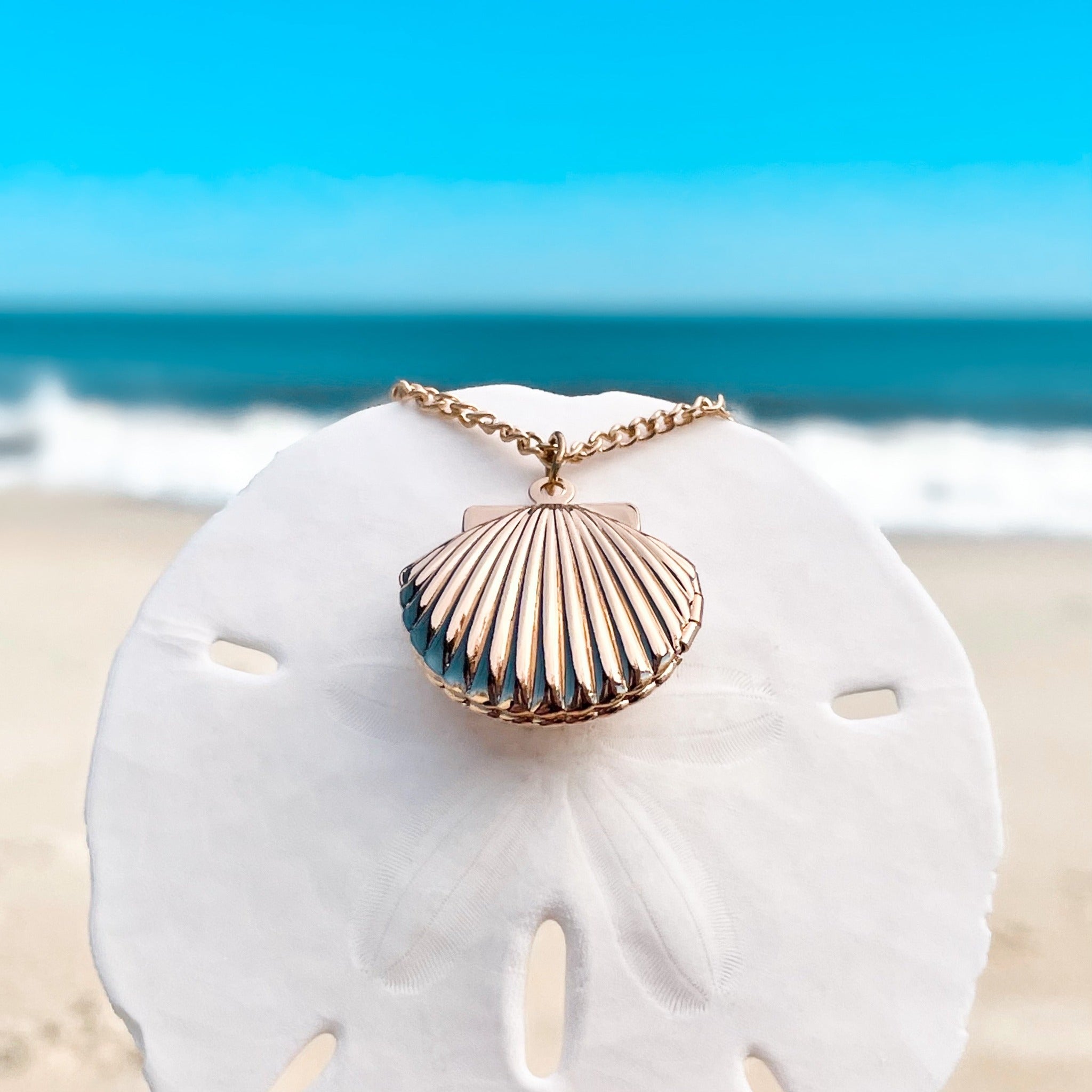 Fan Shell Locket Necklace