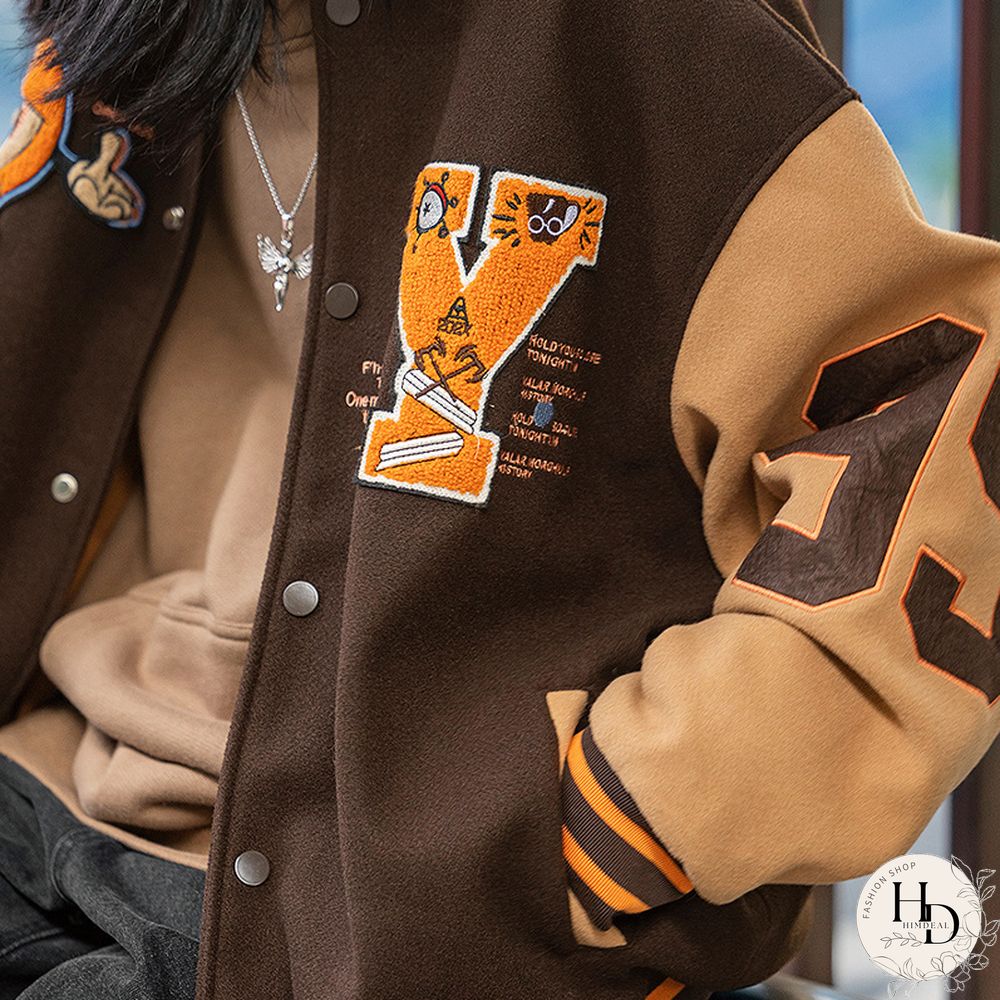 Printed Embroidery Baseball Jacket Jacket