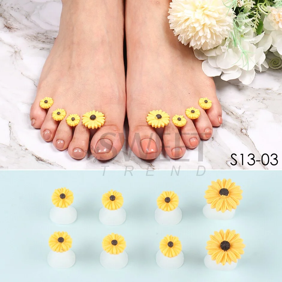 Applyw Pcs/Pack Flower Toe Separator Soft Silicone Pedicure Flower Daisy Red Gem Rhinestone Foot Finger Separator Care Tools SAS13