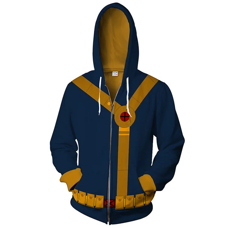 X-Men '97 (2024) Cyclops Blue Hoodie Sweatshirt Zip-up Outfits Cosplay Costume