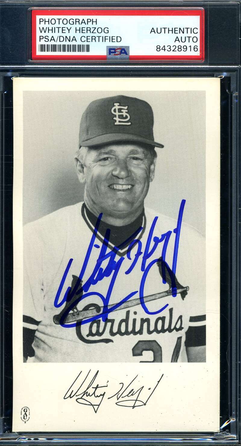 Whitey Herzog PSA DNA Coa Signed Team Issue Cardinals Photo Poster painting Autograph