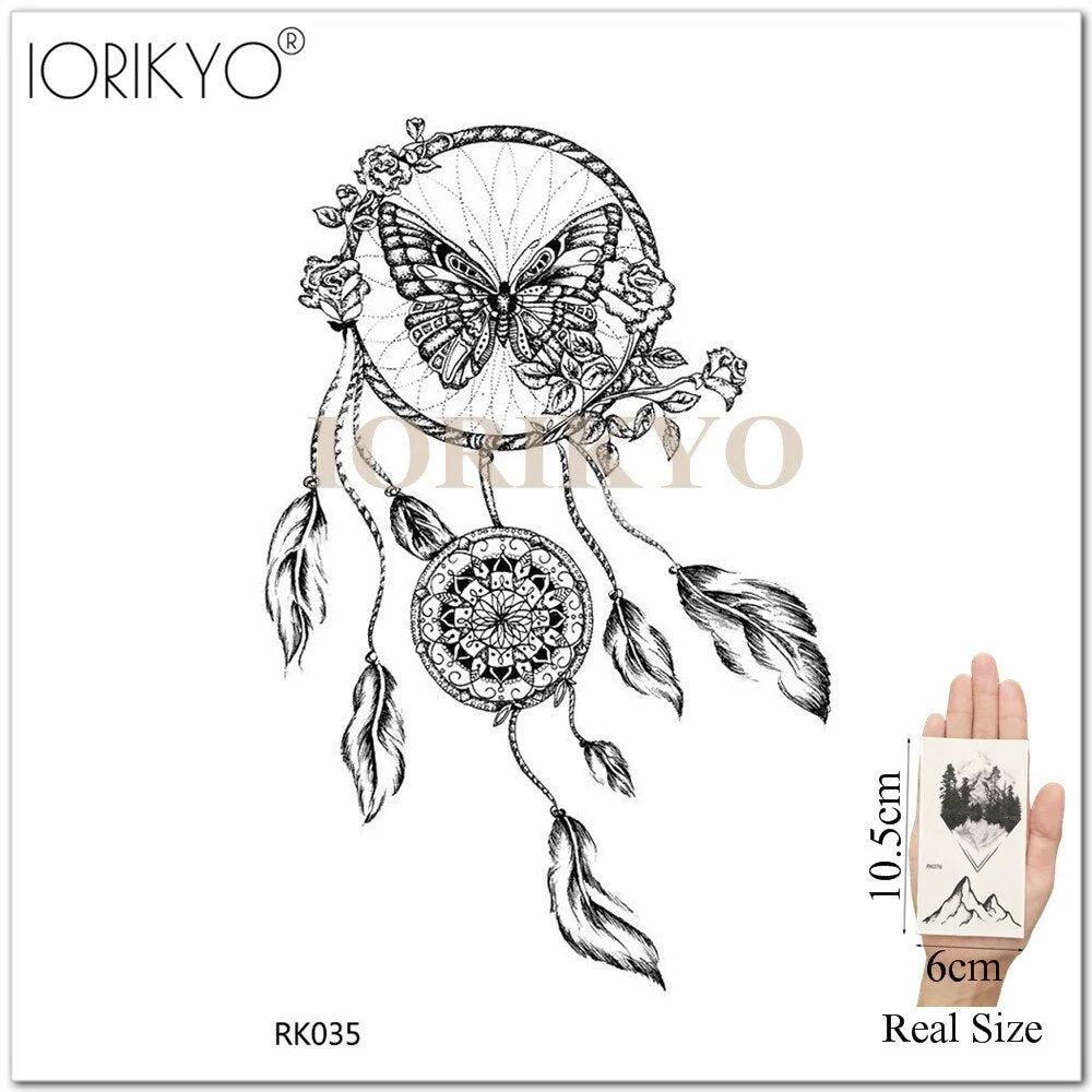 IORIKYO Temporary Women Tattoo Arm Stickers Body Chest Geometric Flash Tree Water Transfer Tatoos Dreamcatcher Sexy Fake Tattoo