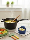 Cast Iron Milk Pot Easy To Clean Non Stick Sauce Pots.Small Cooking Pot with Lid and Long Handle for Restaurant Household Cooking