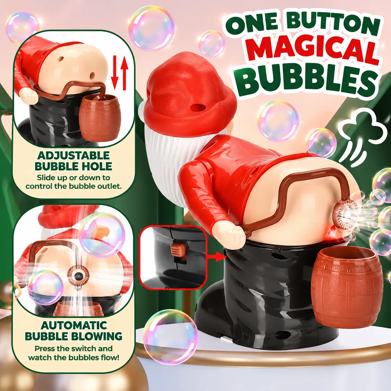 Farting Santa Bubble Machine with Lights & Music detail