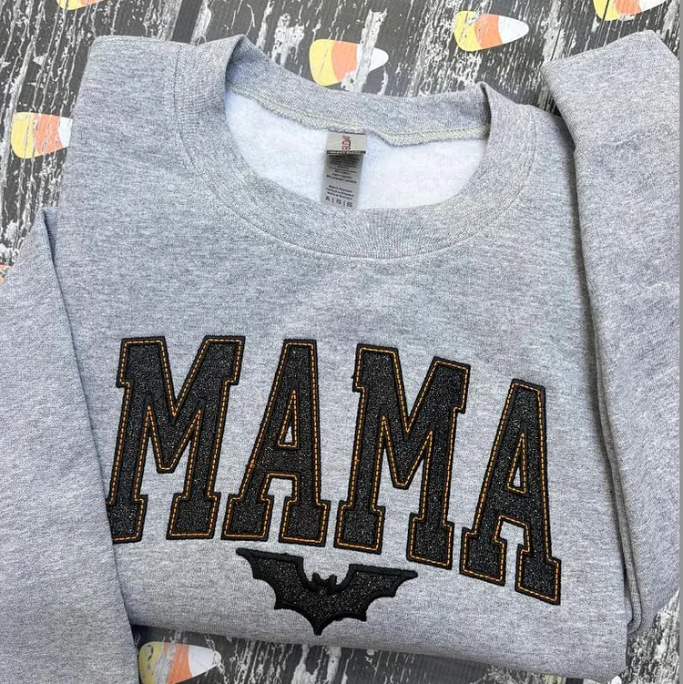 Halloween Embroidered Mama Glitter T-Shirt/Sweatshirt, Spooky Season