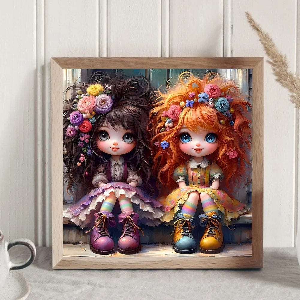 Full Round Diamond Painting 30*30cm - Curly Hair Girl