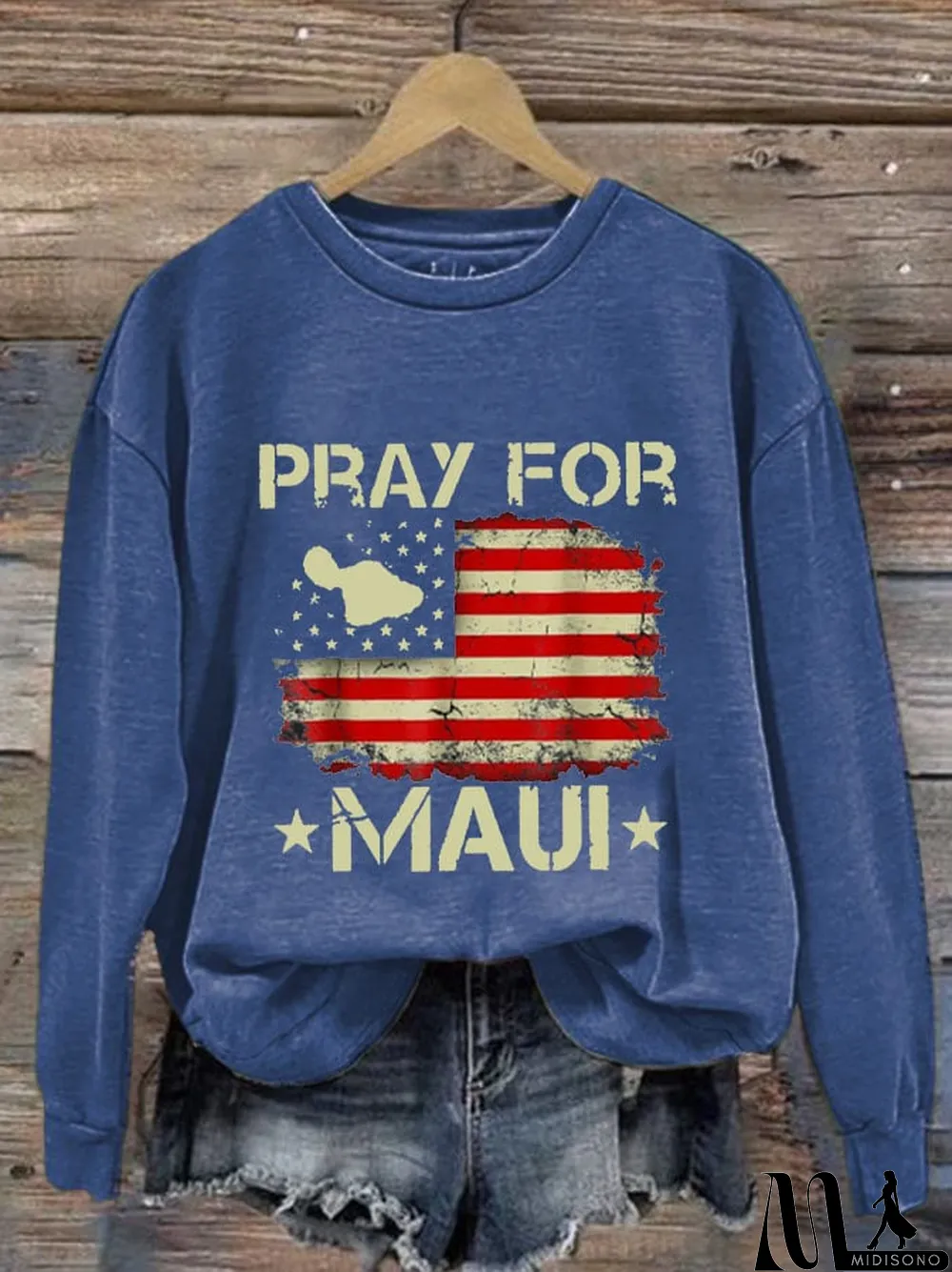 MidiSono - Women's Pray for Maui Print Sweatshirt