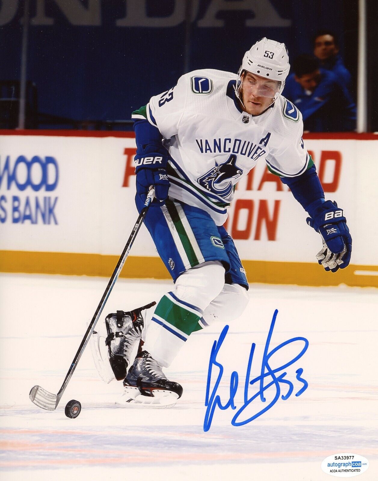 Vancouver Canucks Bo Horvat Signed Autographed 8x10 NHL Photo Poster painting COA #25