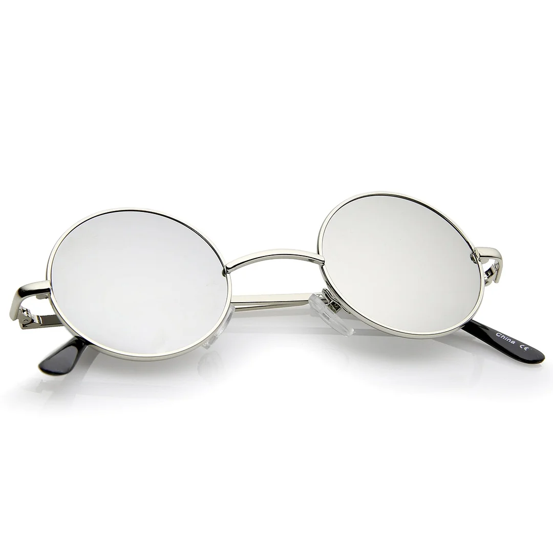 Lennon Style Round Circle Metal glasses with Color Mirror Lens