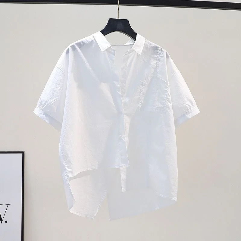 Athvotar Athvotar Simple Summer Thin Short-Sleeved Shirt Women 2025 New Fashion Loose Long Pocket Cardigan Shirt