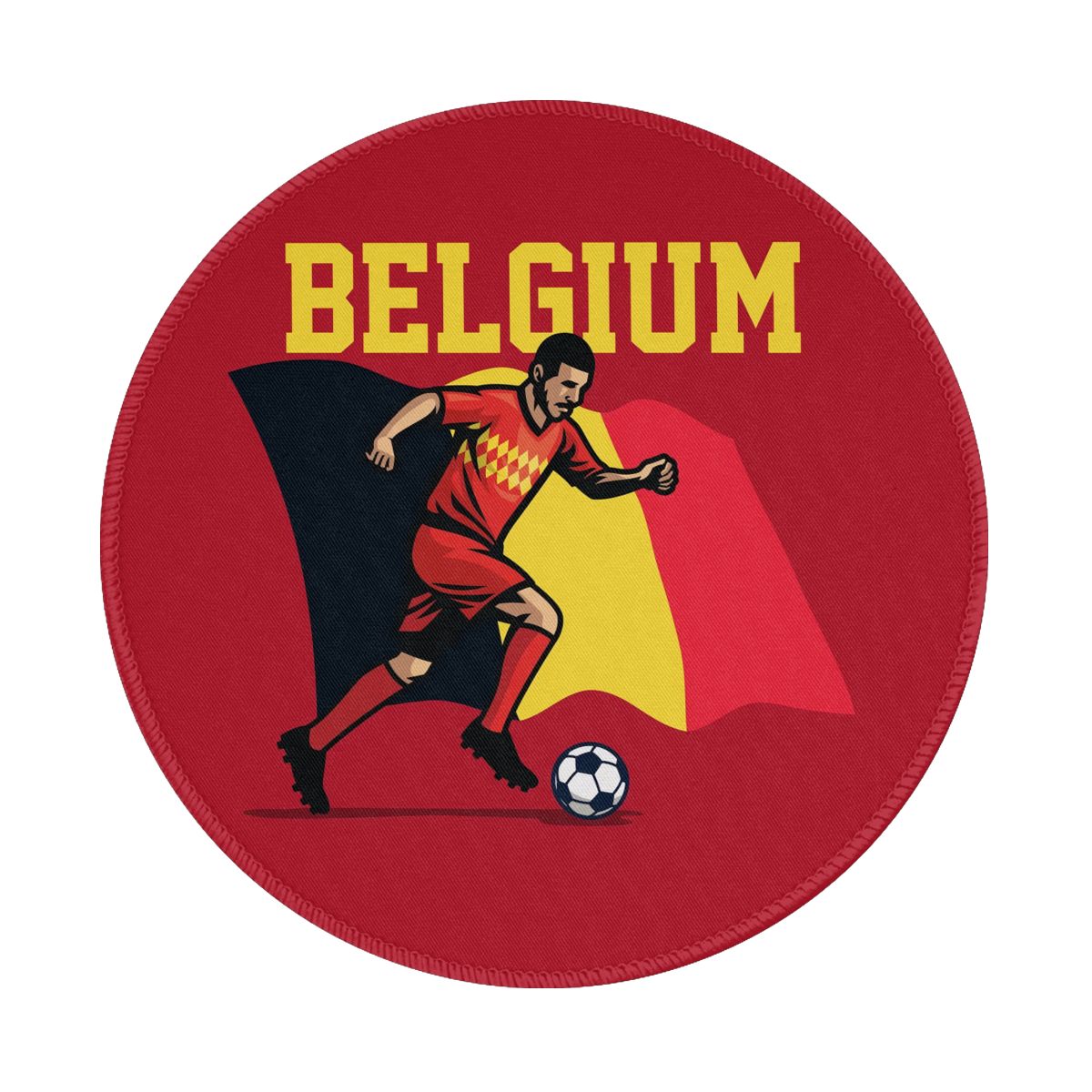Belgium Soccer Player Gaming Round Mousepad for Computer Laptop