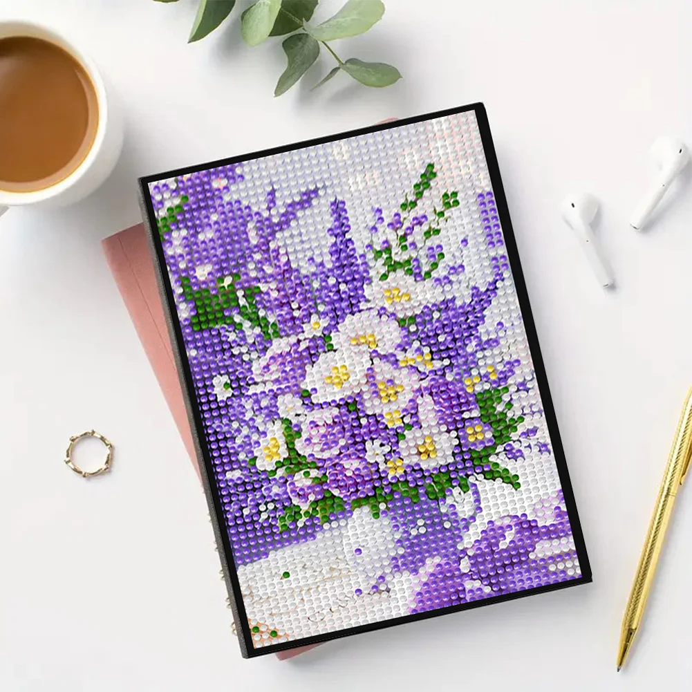 5D DIY Flower Diamond Art Painting Notebook Kit Crystal Notepad Sketchbook Gifts