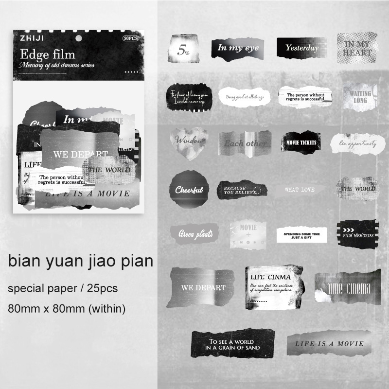 Sticker - Memorize The Old Dream Series Vintage English Text Label Landscape 
