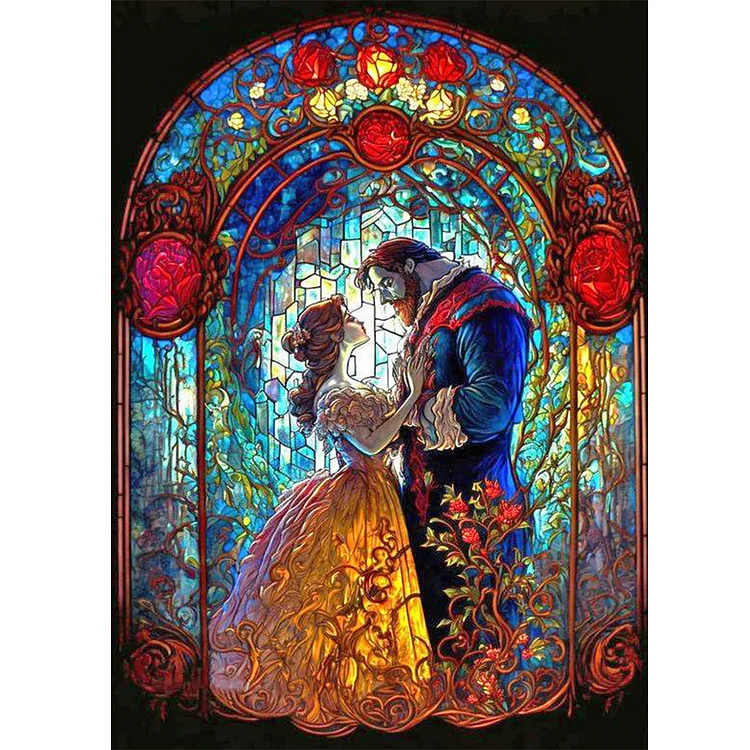 Stained Glass Beauty Beast  Diamond Painting Beauty Beast