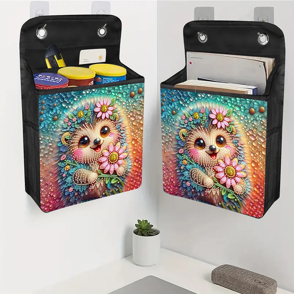 5D DIY Hedgehog Diamond Painting Hanging Storage Bag Diamond Art Organizer Box Home Decor 
