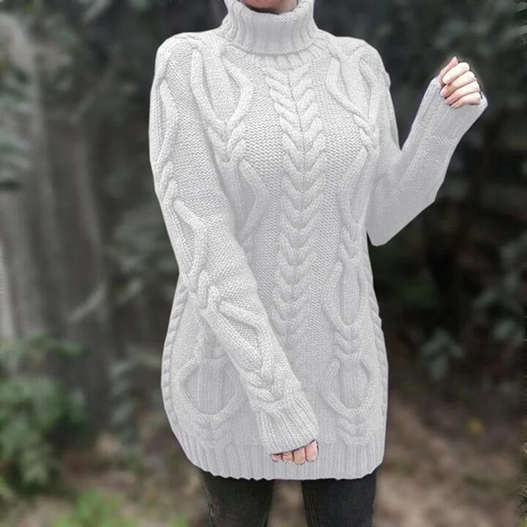 Mayoulove High neck plain slim sweater-Mayoulove
