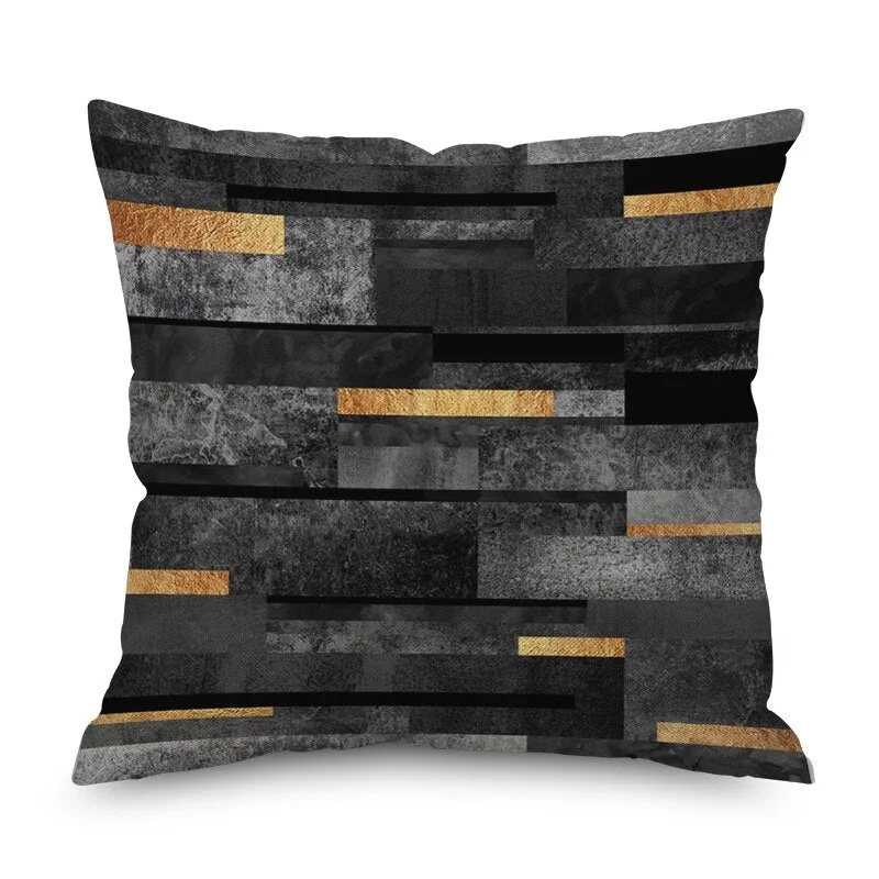 Nordic Marble Geometric Printed Cushion Cover Polyester Throw Pillow Cases for Sofa Car Black Home Decorative Pillowcase 45*45cm