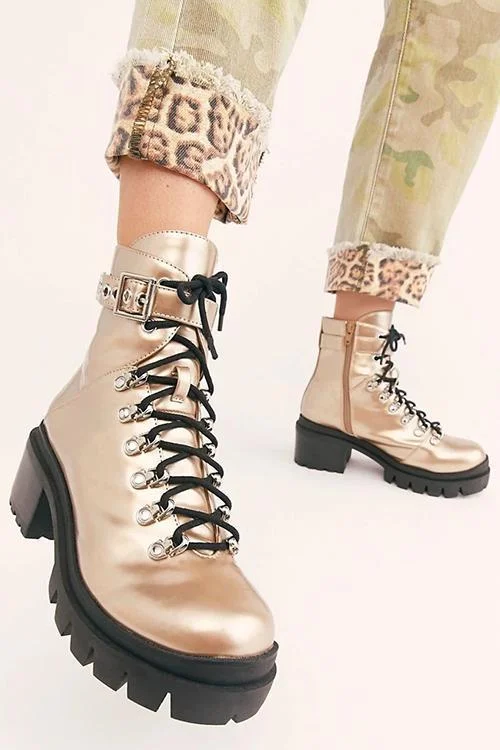 Lace Up Belt Buckle Martin Boots