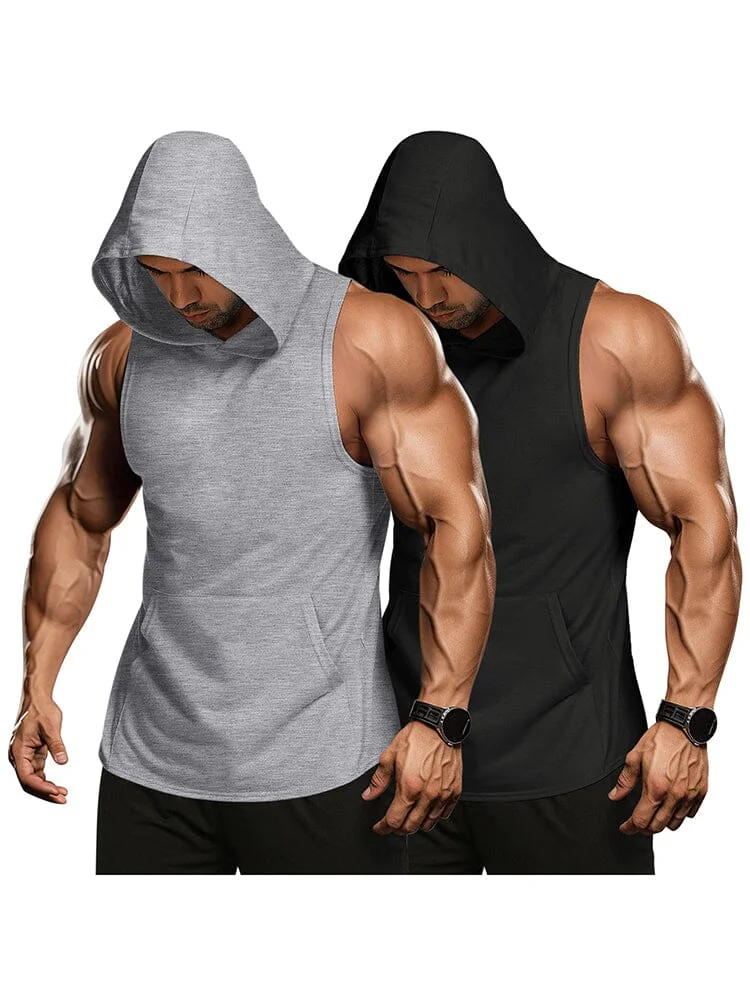 Workout 2 Packs Hooded Tank Tops (US Only) QueenFunky