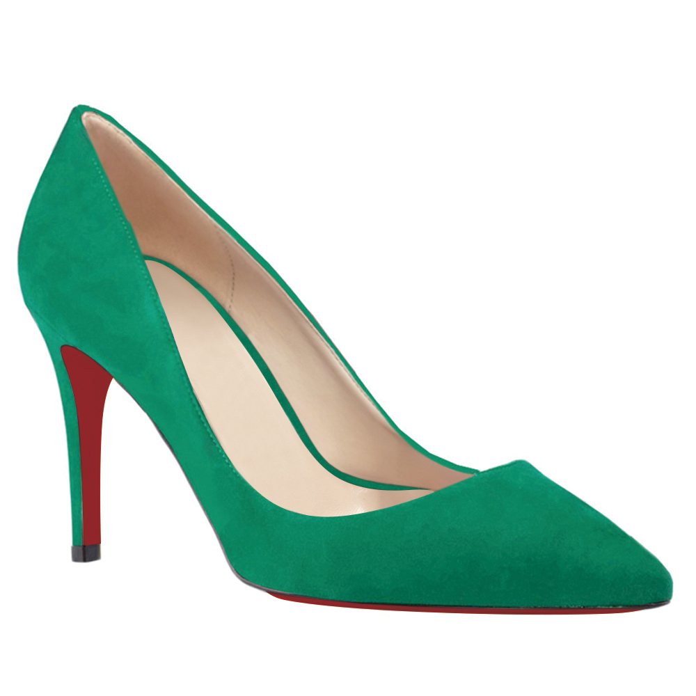 Green Shoes Red Bottom Stilettos Women Heels Summer-MERUMOTE