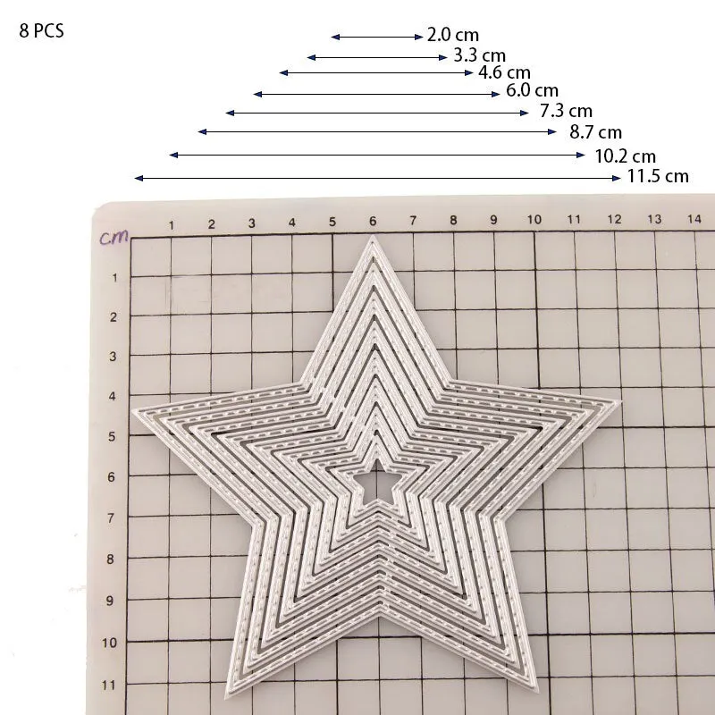 8PCS Pentagram Frames Metal Cutting Dies Scrapbooking Stencil DIY Paper Card Decorative Embossing Die Cut Craft Dies 2020 NEW