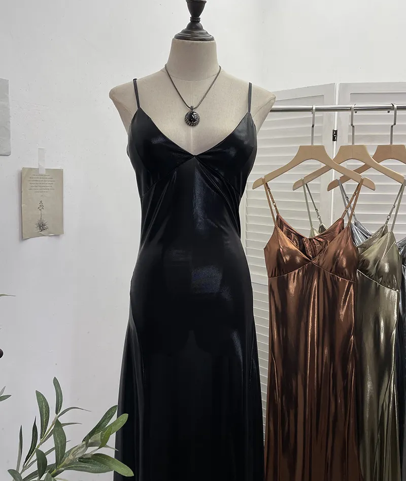 Brownm Picts Hottie Liquid Metallic Sling Dress Bag Pupama Long Skirt With Chest Cushion Dress Dress 8876
