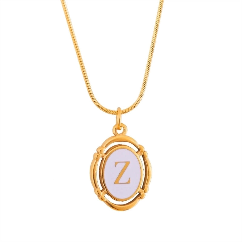 Stainless Steel Classic Style Stoving Varnish Plating Letter Pendant Necklace