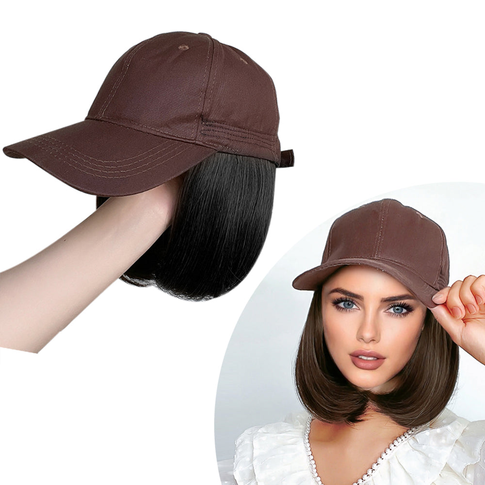 Straight Short Hair Brown Cap Wig