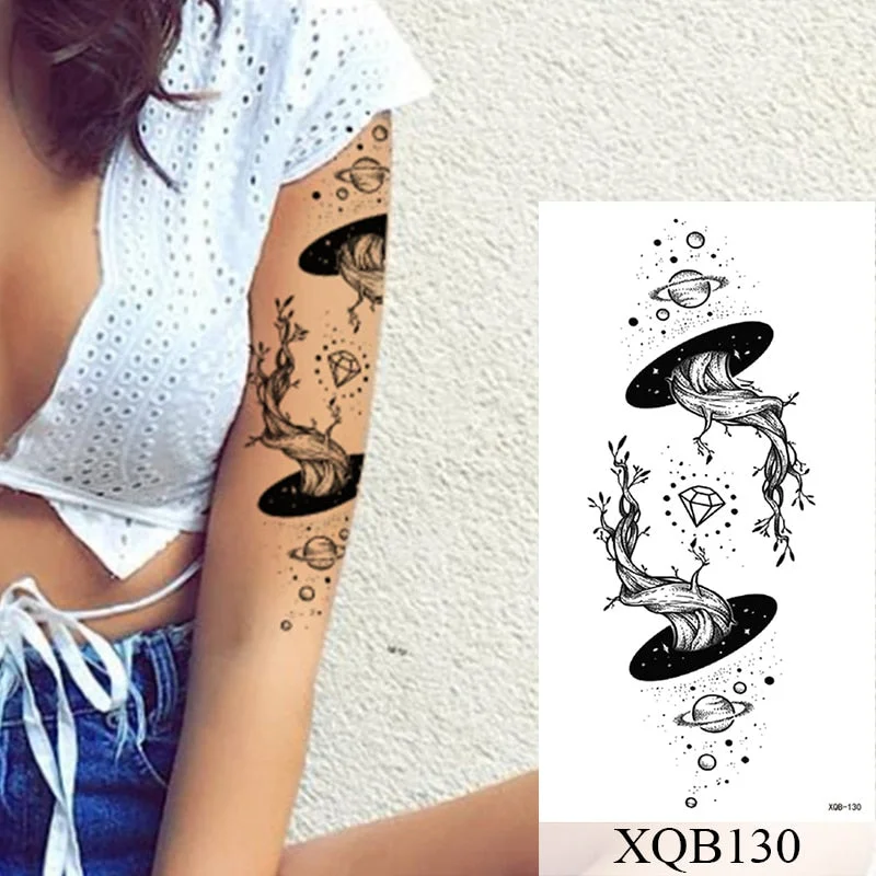 Waterproof Temporary Tattoo Sticker Old School Mermaid Flash Rose Tattoos Body Art Arm Fake Tatoo Women Men