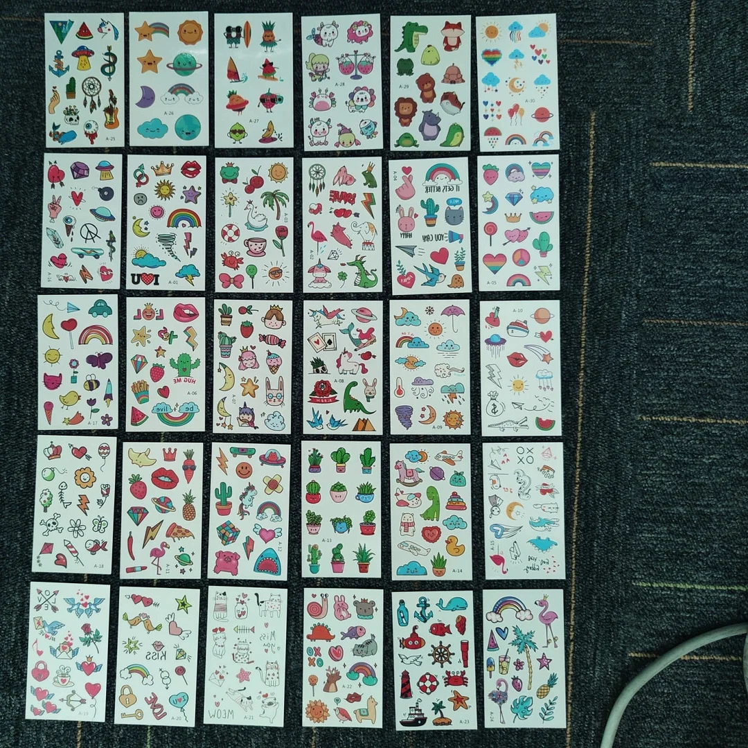 Temporary Tattoo Sticker Set Moon Skull Cross Butterfly Tatoo Flash Tatto Fake Waterproof Stickers for Men Women Girls 50 Pcs