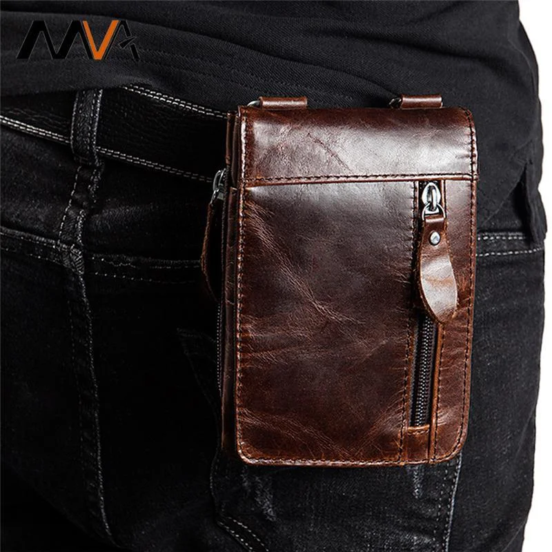 Mens Vintage Fashion Outdoor Mobile Phone Leather Waist Packs