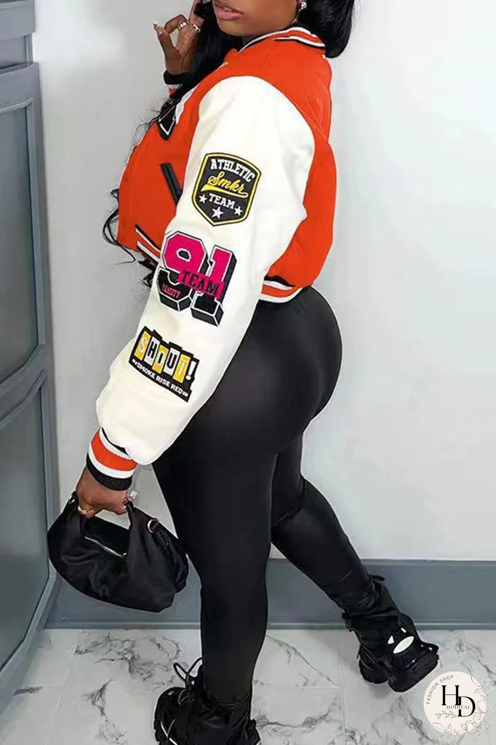 Rose Red Casual Street Print Patchwork Buckle Outerwear(Subject to Actual Product)