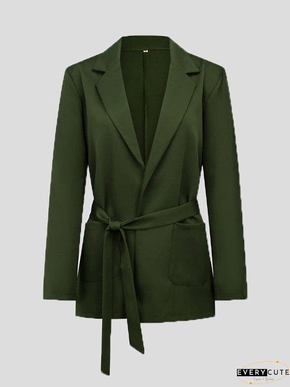 Solid Color Long Sleeve Blazer