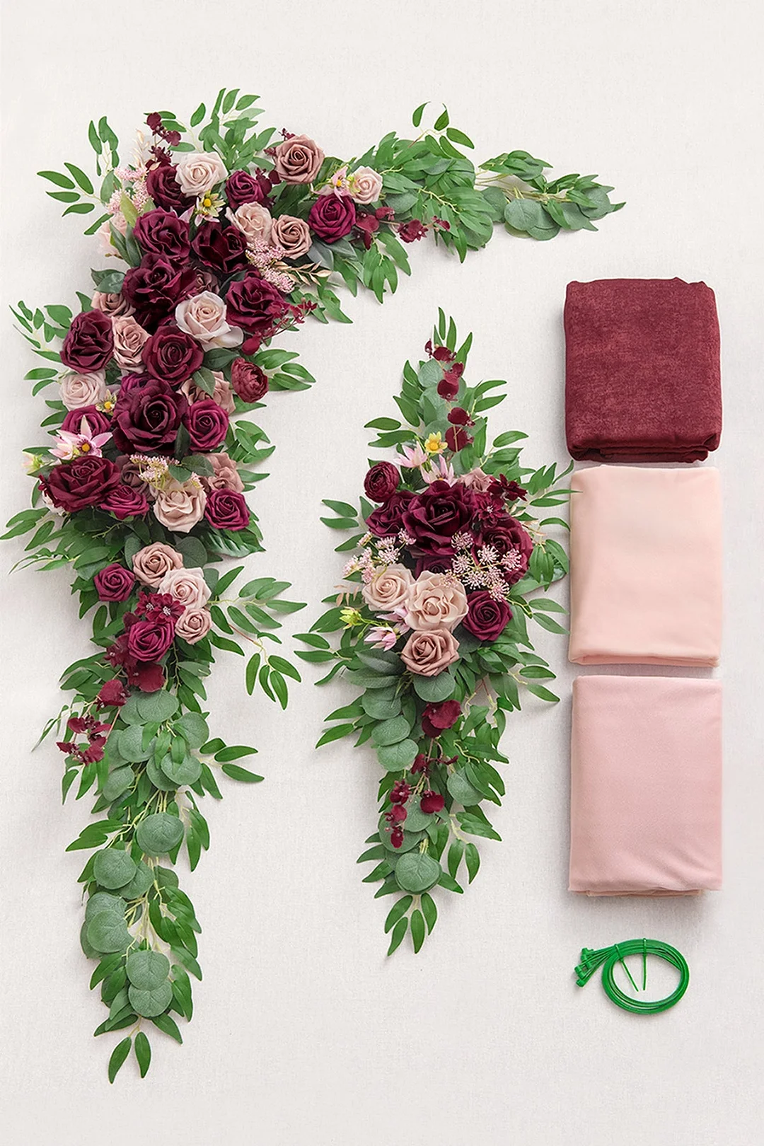 Flower Arch Decor with Drapes in Romantic Marsala