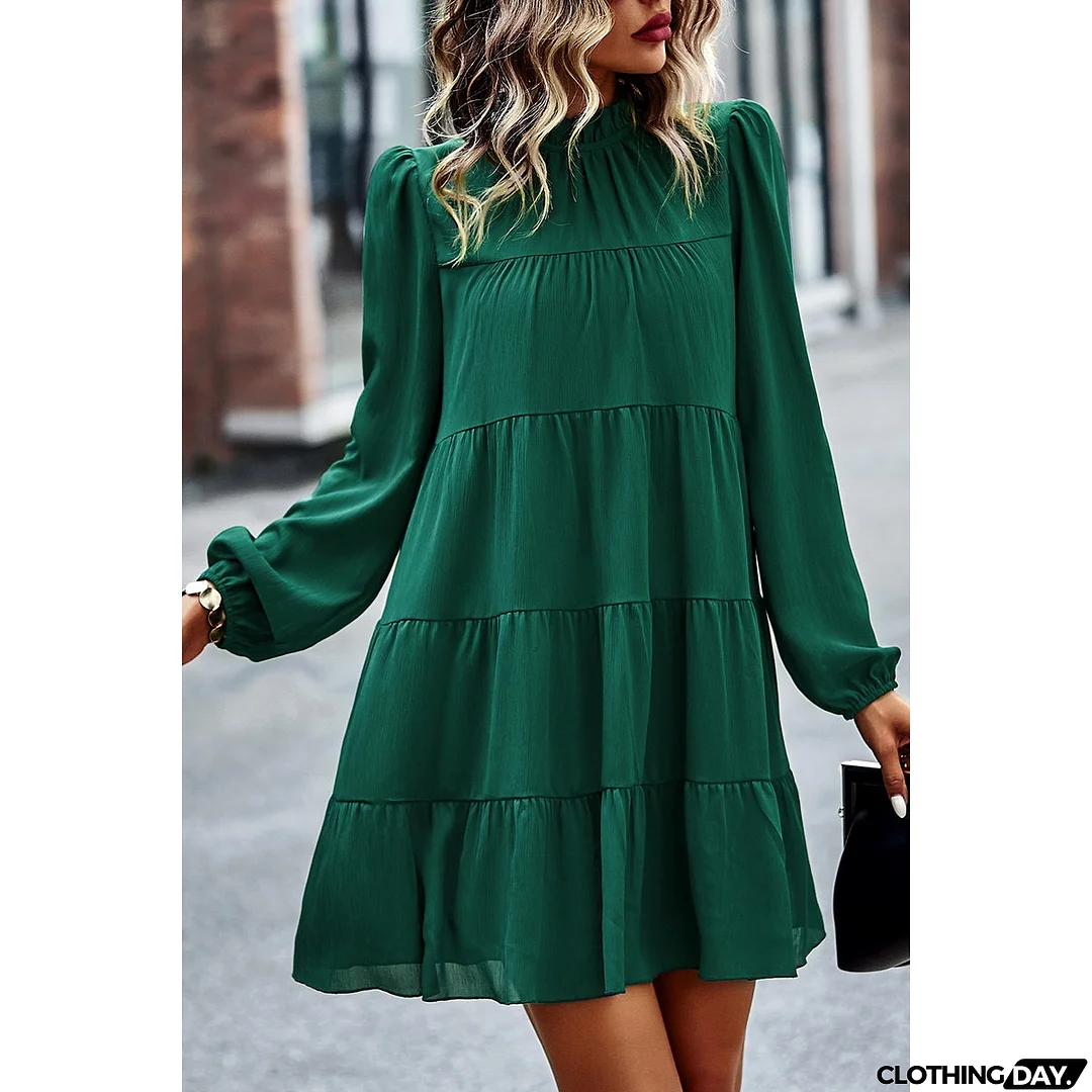 High Neck Comfort Tiered Dress