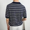 2023 Men&rsquo;s Versatile Simple Fashionable Lapel Striped Polo Shirt