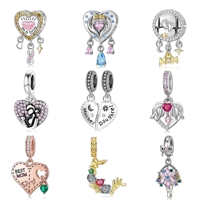 1 Piece 925 Sterling Silver Zircon Heart Shape Footprint Flower Jewelry Accessories