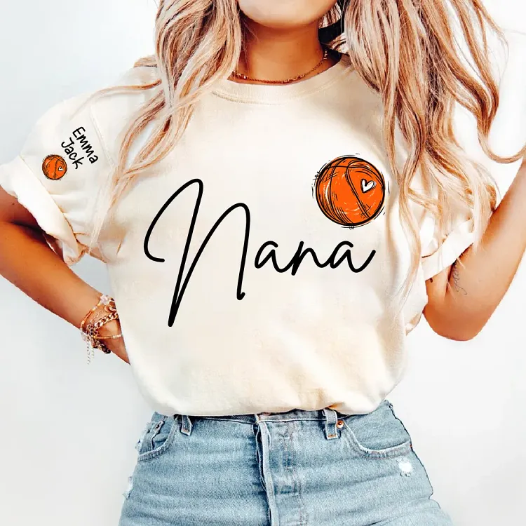 Personalized Nana Basketball T-Shirt with Grandkids&rsquo; Names