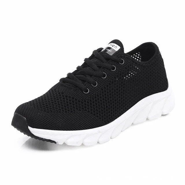 Women Mesh Sneakers 2021 New Breathable Women Flat Shoes Lightweight Casual Sports Shoes Ladies Lace-up Non-slip Sneakers Women