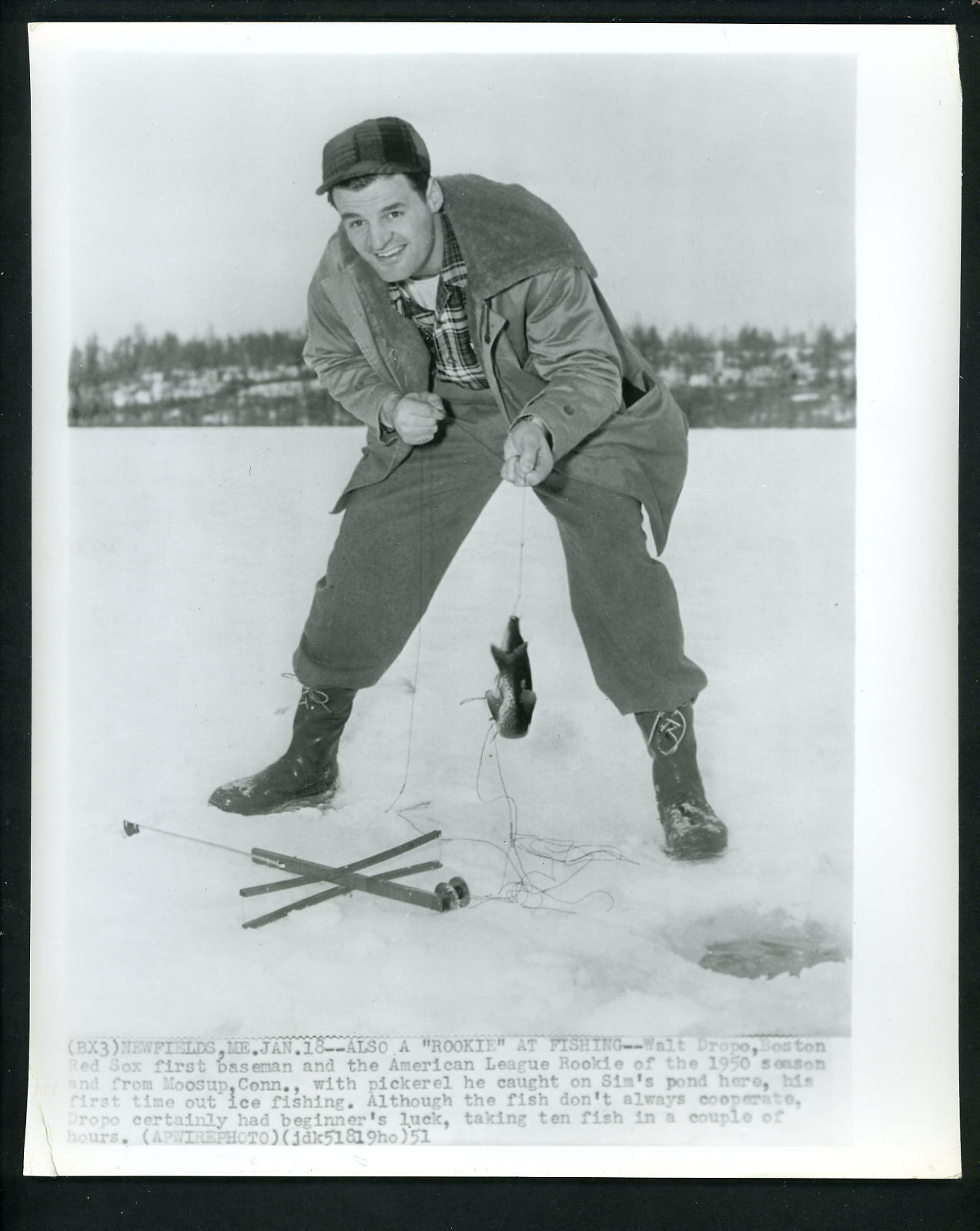 Walt Dropo LOT of THREE Press Photo Poster paintings fishing Terrill Wise Boston Red Sox