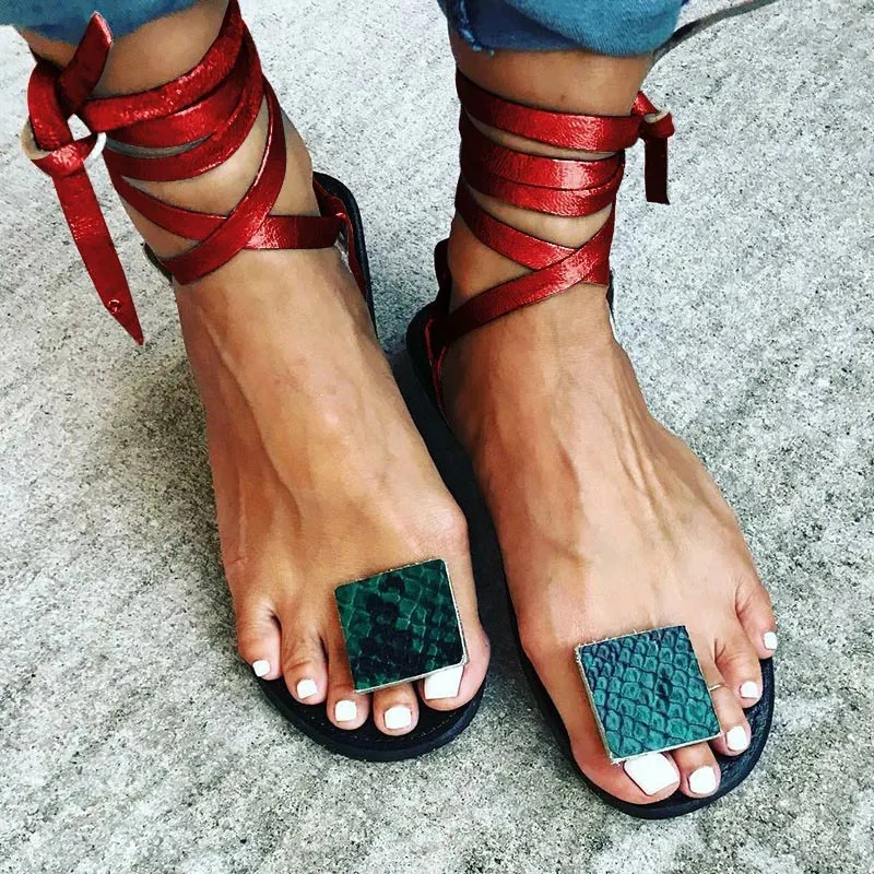 2020 Summer Women Ankle Strap Sandals Flat Clip Toe Leopard Beach Ladies Fashion Casual Comfort Female Shoes Plus Size