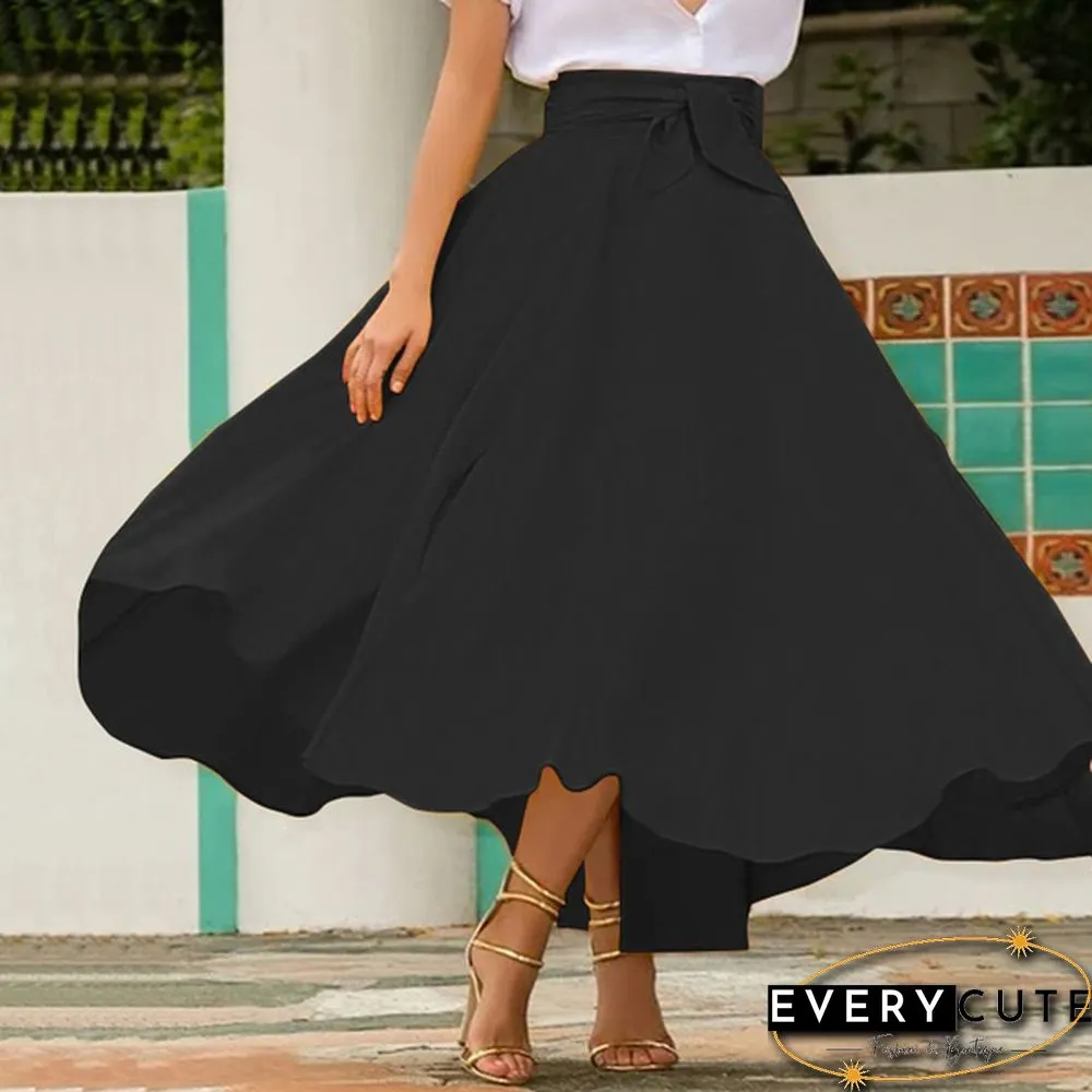 Women Solid Color Plus Size Big Swing Skirts