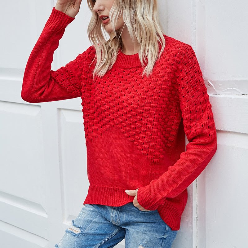 Round Neck Pullover Women's Knitted Sweater