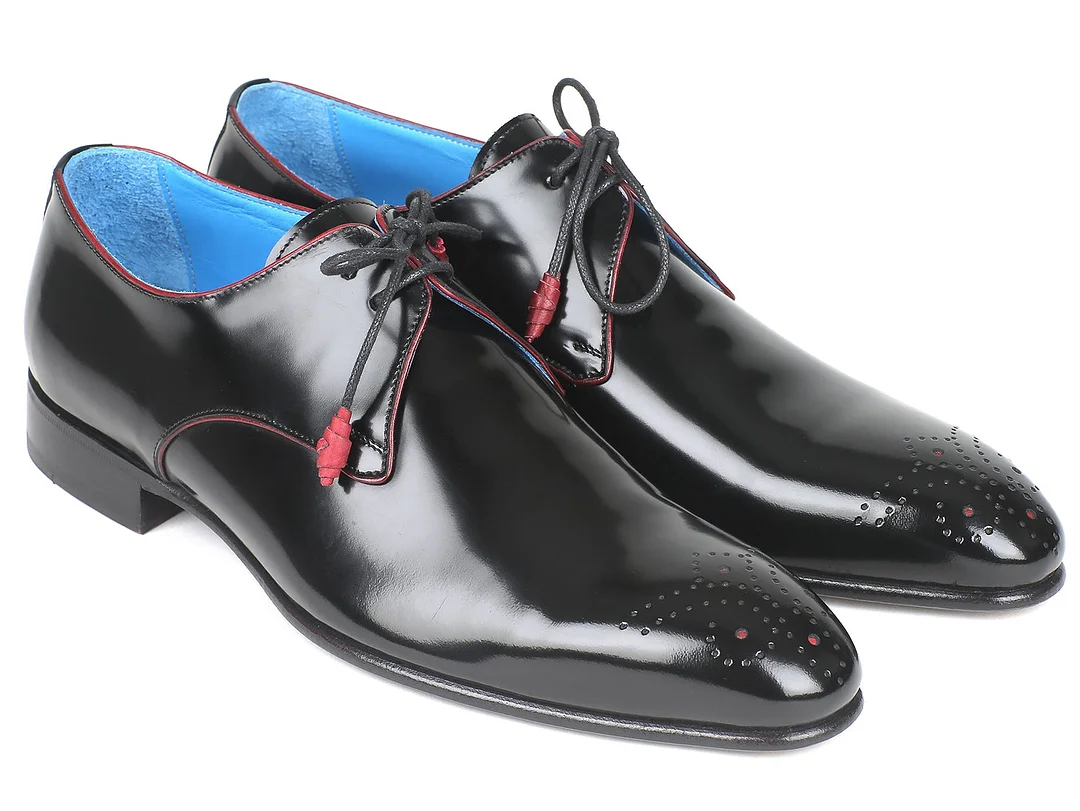 Medallion Toe Black Derby Shoes