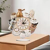 (US Local)5D DIY Special Shape Diamond Painting Desk Ornament Handmade Clock Kit(Tea Time)