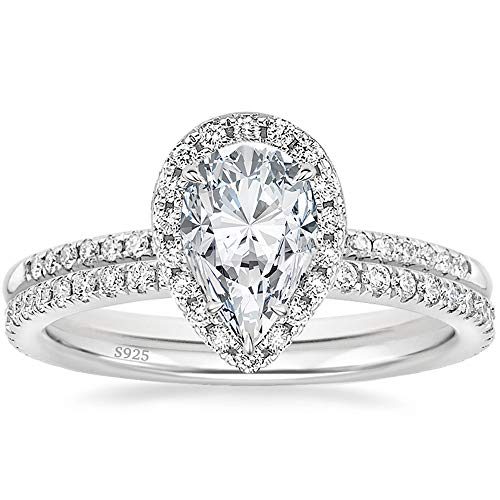 S925 Sterling Silver Wedding Band Teardrop Bridal  Moissanite Rings Sets  Solitaire Engagement Ring For Women Size