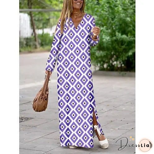 Summer New Products Fashion Printing V-neck Long Dress Women