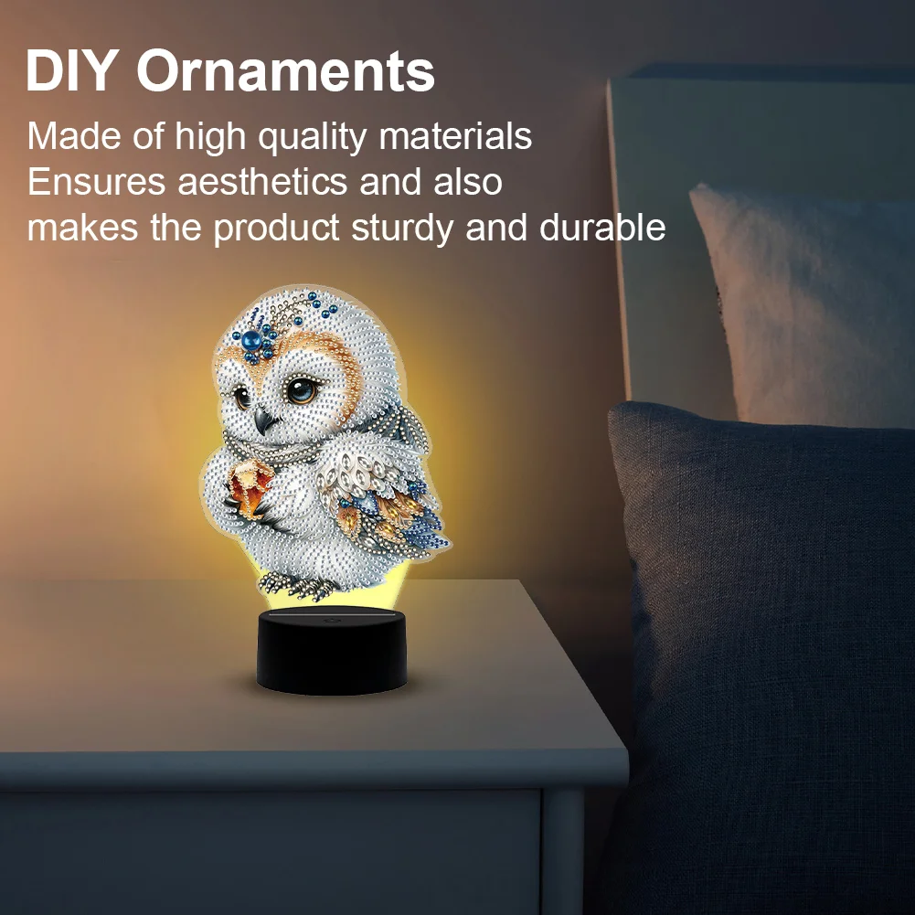 DIY Owl Butterfly Diamonds Painting Table Lamp 5D Diamond Painting Night Light